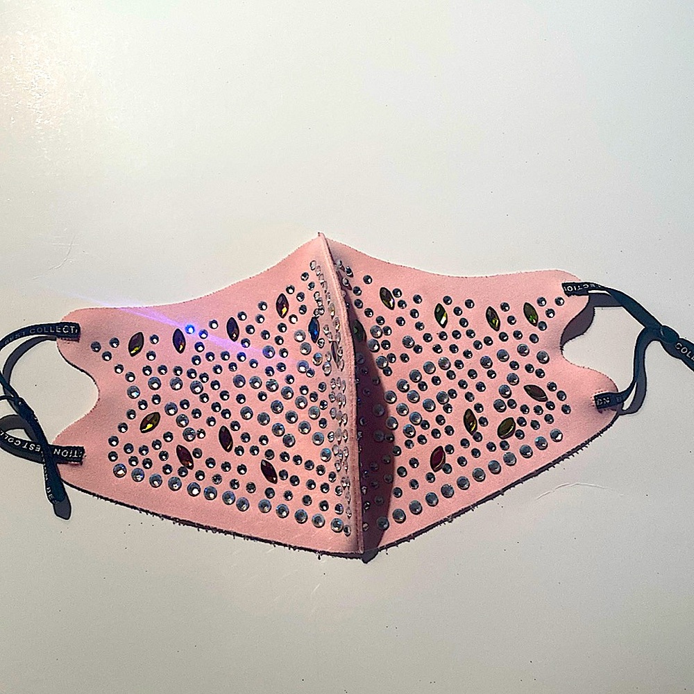 NEW COLLECTION BEST LIGHT PINK MULTI COLOR RHINESTONE FACR MASK